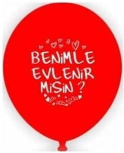 Benimle evlenirmisin lateks krmz yuvarlak balon